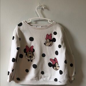 Disney Cream Minnie Mouse Polka Dot Sweatshirt with Pink Bows